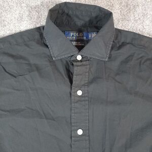 Polo Ralph Lauren Shirt Mens Small Black Classic Fit Cotton Stretch Button